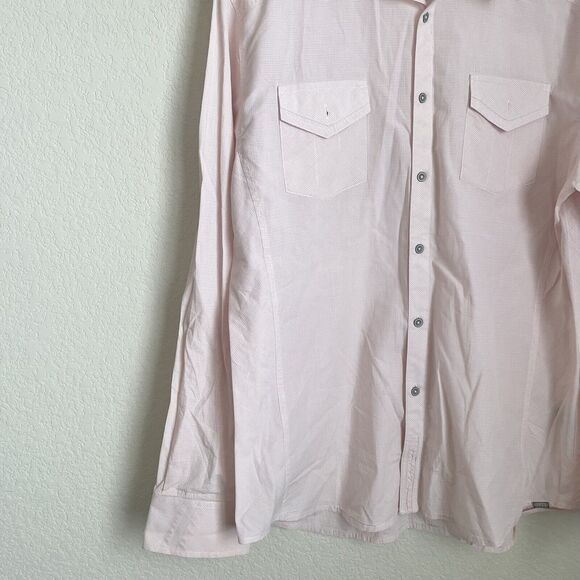 Buckle Black Mens Large Button Up Shirt Peach Long Sleeve Cotton Athletic Fit - Picture 2 of 10
